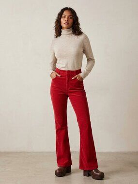 Free People We The Free Jayde Corduroy Flare Pants Crimson Red Size 31